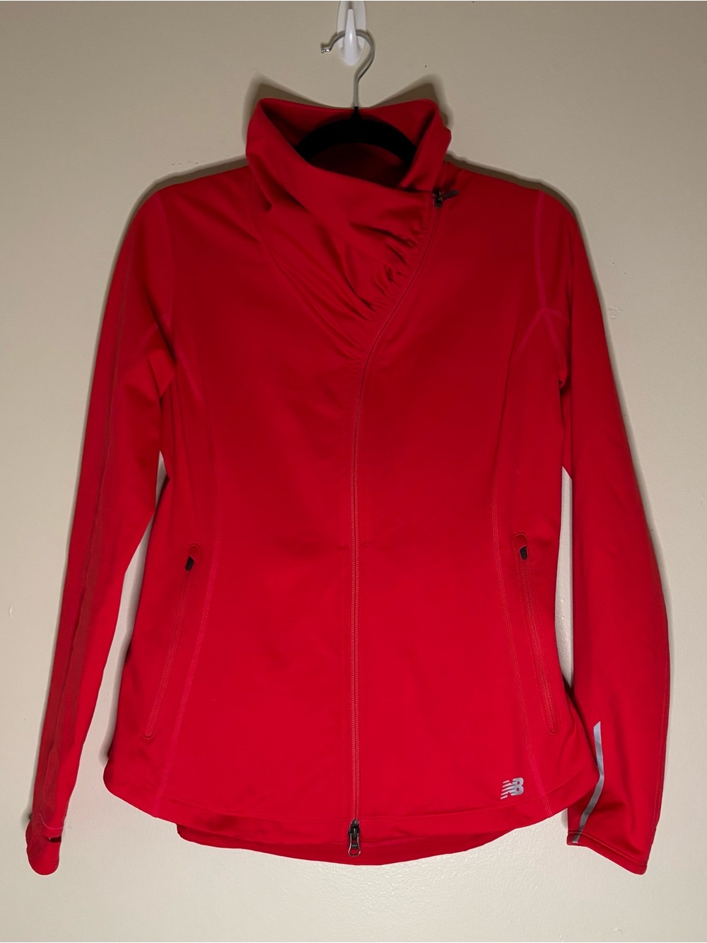 New Balance Women's Red Asymmetrical Zip Utility Jacket